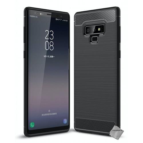 Housse Etui Coque Silicone Gel Carbone Pour Samsung Galaxy Note 9 + Verre Trempe - Noir