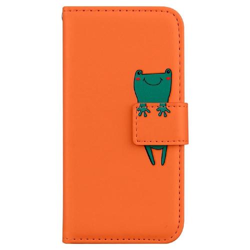 Flip Étui Pour Iphone 13 Mini Simple Entreprise Antichoc Portefeuille Couverture Rabotant Étui En Cuir - Orange