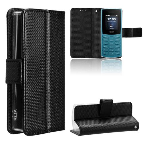 Étui Pour Nokia 105 2g 2023 Couverture Portefeuille Magnétique Bicelle Titulaire De La Carte - Noir