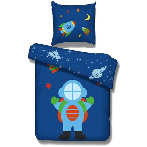 Parure De Lit 2 Pièces "Pino Astronaute Ii" 90x200cm Bleu