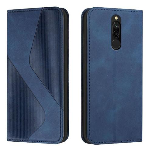 Étui Pour Xiaomi Redmi 8/8a Magnétique Folio Flip Cuir Pu Portefeuille Portefeuille, Titulaire De Fentes Pour Cartes - Bleu