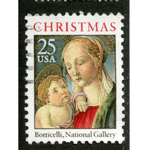 Timbre Oblitéré Usa 25, Christmas, Botticelli, National Gallery