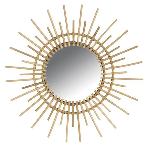 Miroir rotin vintage soleil