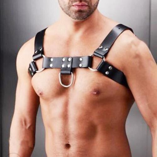 Homme Cuir Poitrine Harnais Sous-Vêtements Gay Boucle Bondage Clubwear Costume*Ki37857