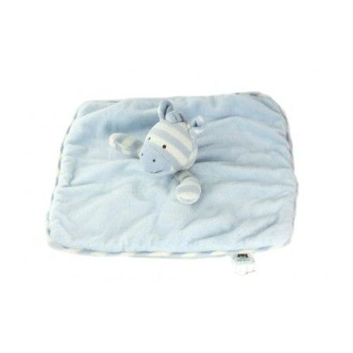 Doudou Plat Zebre Bleu Et Blanc Jellycat Peluche Jouet Bebe Comforter Security Blanket Baby Zebra