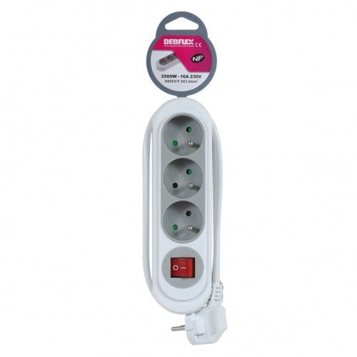 Rallonge multiprise avec interrupteur - 3 prises - galet - NOLA DEBFLEX