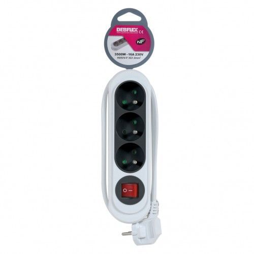 Rallonge multiprise avec interrupteur - 3 prises - anthracite - NOLA DEBFLEX