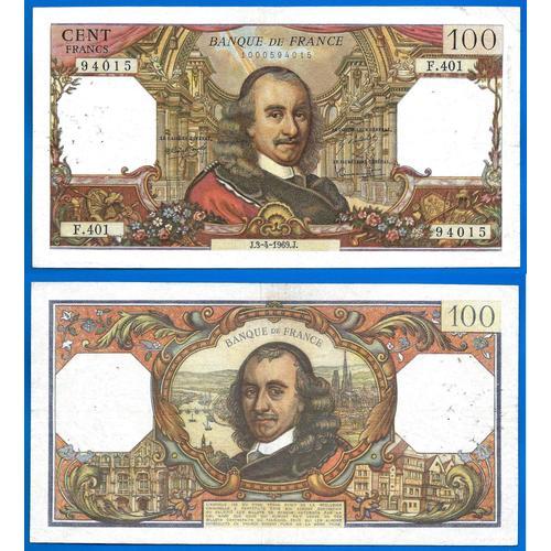 France 100 Francs 1969 Billet Corneille Franc Frcs