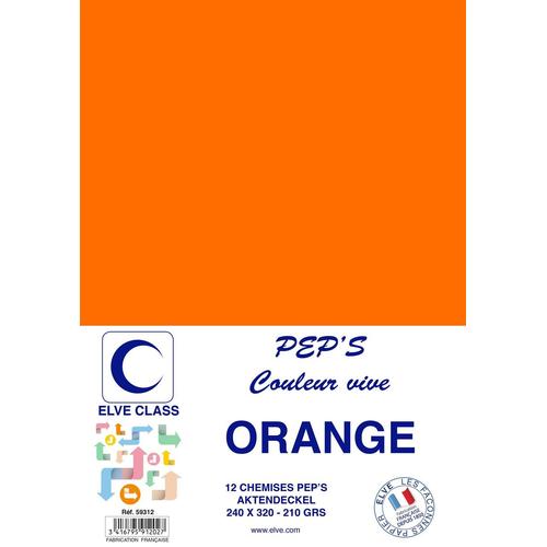 Elve Pqt De 12 Chemises 210 G 240 X 320 Mm Pep's Coloris Vifs Orange
