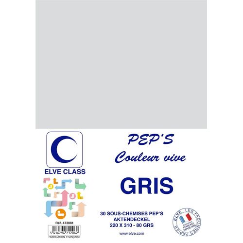 Elve Pqt De 30 Sous-Chemises 80 G 220 X 310 Mm Pep's Coloris Vifs Gris