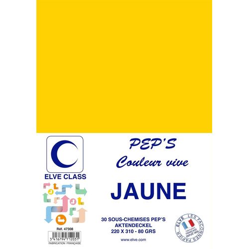 Elve Pqt De 30 Sous-Chemises 80 G 220 X 310 Mm Pep's Coloris Vifs Jaune