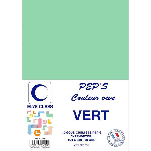 Elve Lot De 3 Pqts De 30 Sous-Chemises 80 G 220 X 310 Mm Pep's Coloris Vifs Vert