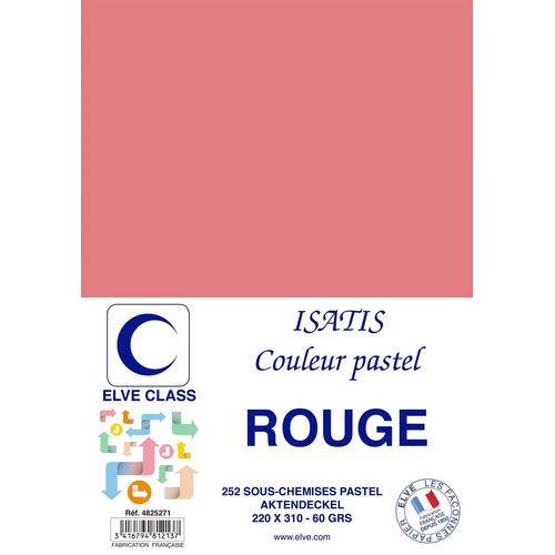 Elve Pqt De 252 Sous-Chemises 60 G 220 X 310 Mm Isatis Coloris Pastel Rouge