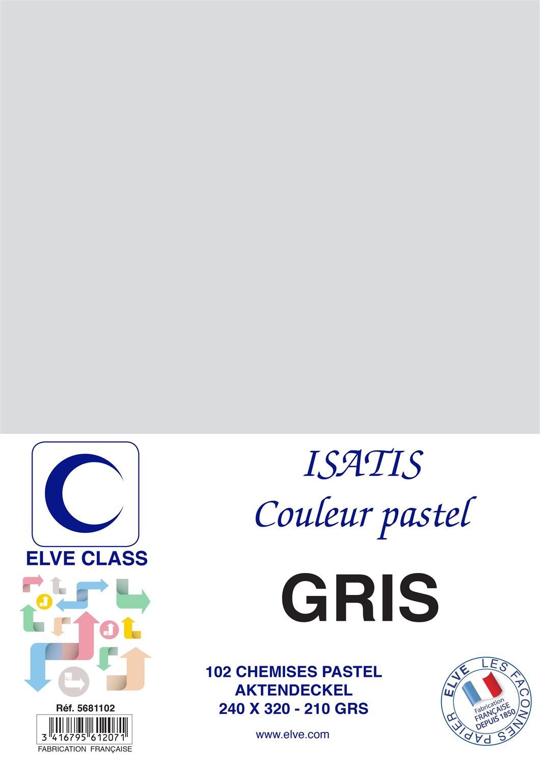 Elve Lot De 3 Pqts De 102 Chemises 210 G 240 X 320 Mm Isatis Coloris Pastel Gris