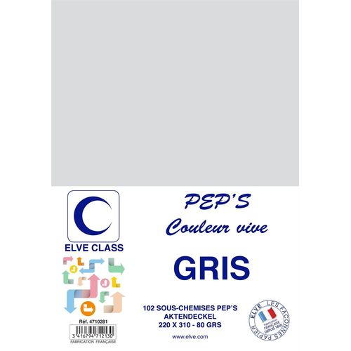 Elve Lot De 5 Pqts De 102 Sous-Chemises 80 G 220 X 310 Mm Pep's Coloris Vifs Gris