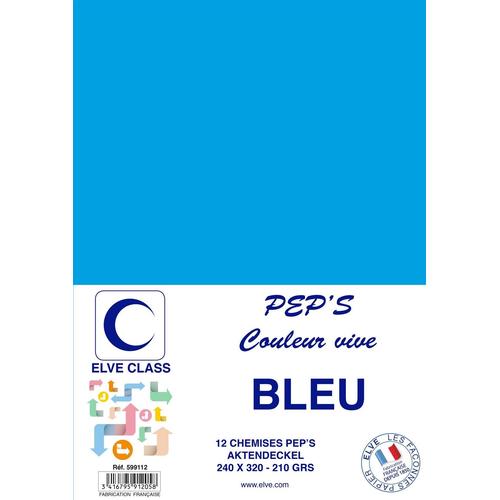 Elve Pqt De 12 Chemises 210 G 240 X 320 Mm Pep's Coloris Vifs Bleu