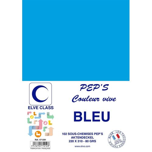 Elve Pqt De 102 Sous-Chemises 80 G 220 X 310 Mm Pep's Coloris Vifs Bleu