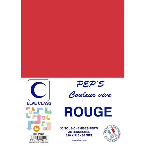 Elve Pqt De 30 Sous-Chemises 80 G 220 X 310 Mm Pep's Coloris Vifs Rouge