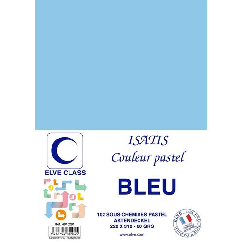 Elve Lot De 3 Pqts De 102 Sous-Chemises 60 G 220 X 310 Mm Isatis Coloris Pastel Bleu