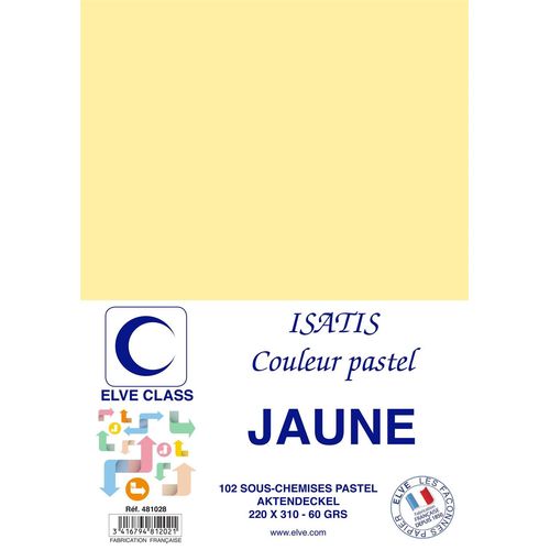 Elve Pqt De 102 Sous-Chemises 60 G 220 X 310 Mm Isatis Coloris Pastel Jaune