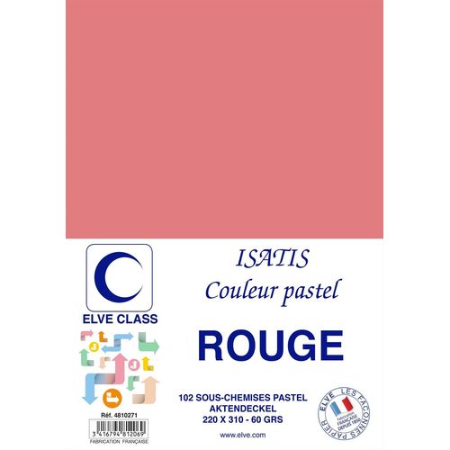 Elve Pqt De 102 Sous-Chemises 60 G 220 X 310 Mm Isatis Coloris Pastel Rouge