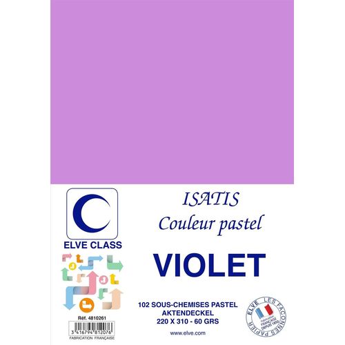 Elve Pqt De 102 Sous-Chemises 60 G 220 X 310 Mm Isatis Coloris Pastel Violet