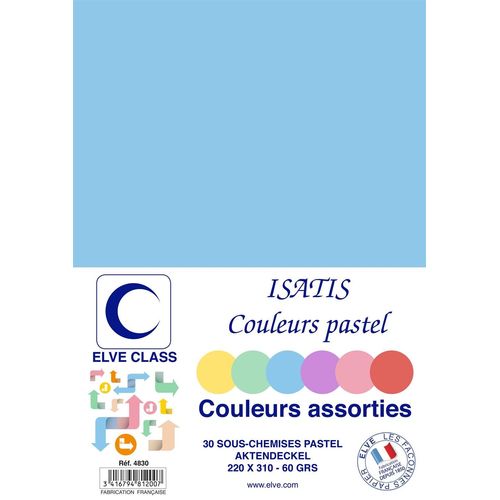 Elve Lot De 10 Pqts De 30 Sous-Chemises 60 G 220 X 310 Mm Isatis Coloris Pastel Assorties