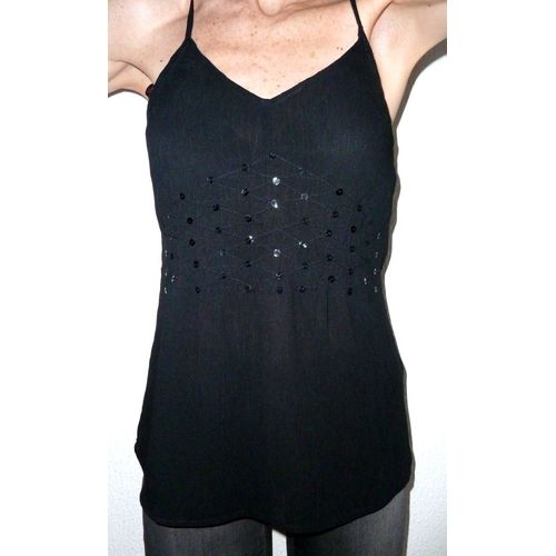 Débardeur Noir Chic Naf Naf T 36 T 1 Taille S Paillettes