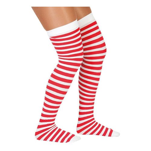 Bas ? Rayures Blanc Et Rouge (Taille Unique Femme)