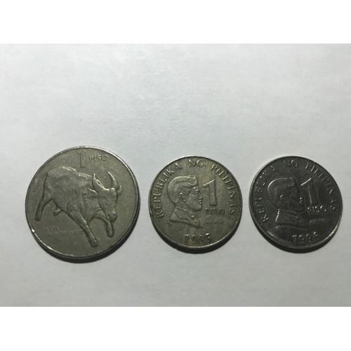 Lot 3 Pièces De Monnaie 1 Piso Philipppines - 1988.1995 Et 1996