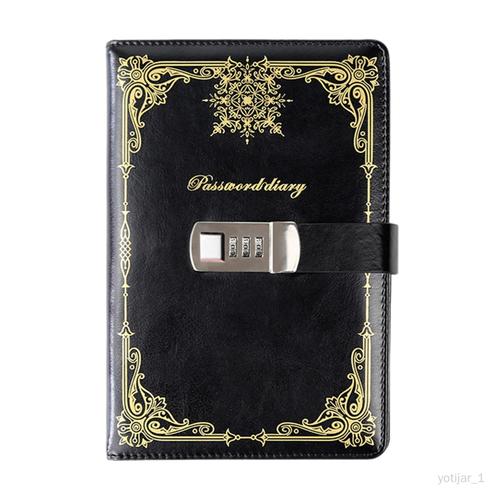 Journal Avec Serrure En Cuir Pu, Carnet De Notes Robuste Et Verrouillé Pour Noir