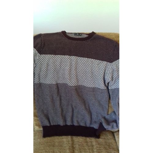 Pull Homme Laine Violet Et Blanc Taille 42 Lefties