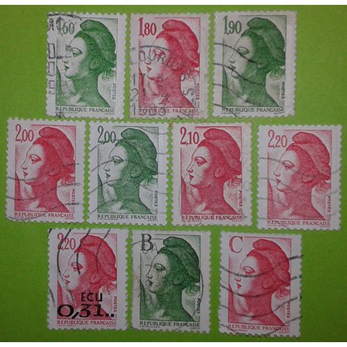 Lot De 10 Marianne Gandon Liberté Oblitéré