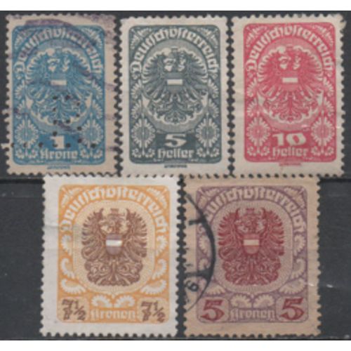 Autriche: Lot De 5 Timbres Représentant Des Armoiries..