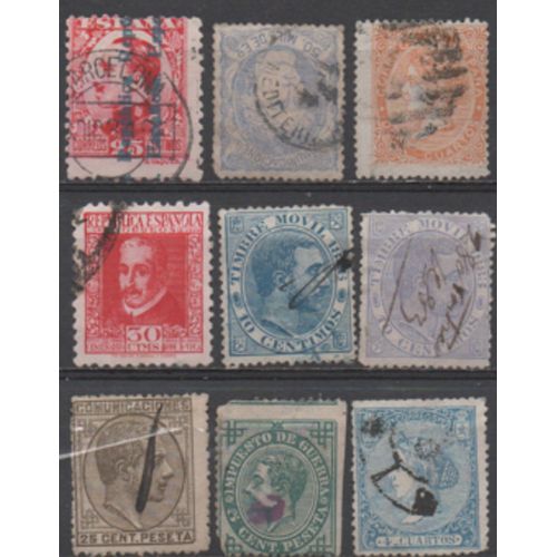 Espagne: Lot De 9 Timbres Représentant Des Célébrités.