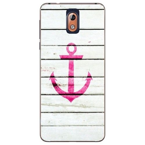 Coque Nokia 3.1 2018 Ancre Rose Effet Bois Marin Beach