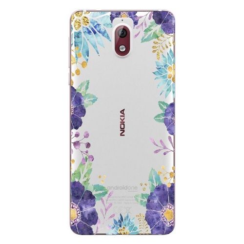 Coque Nokia 3.1 2018 Fleur 15 Violet Pastel Tropical Or Transparente