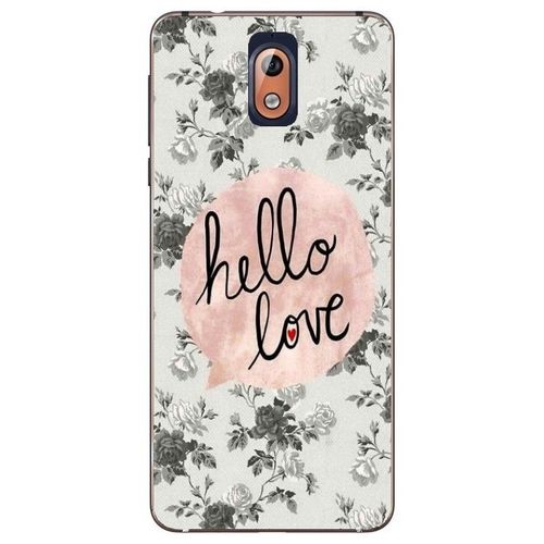 Coque Nokia 3.1 2018 Hello Love Coeur Rose Vintage