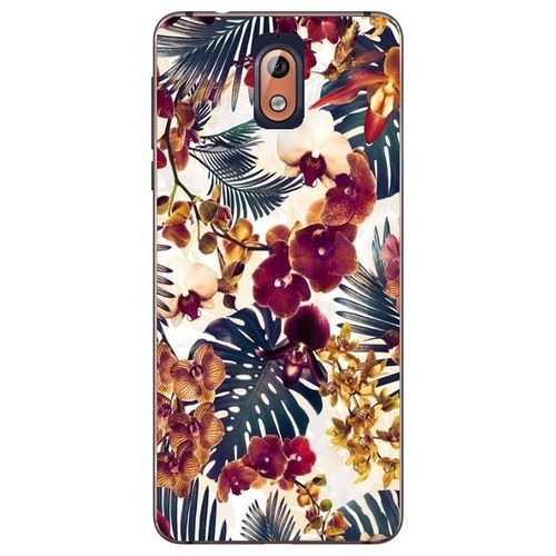 Coque Nokia 3.1 2018 Jungle Automne Tropical Violet Prune Mustard
