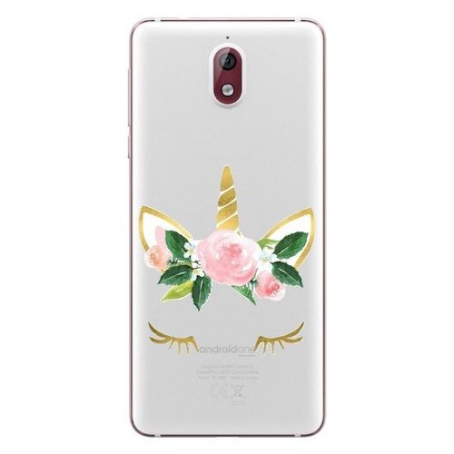 Coque Nokia 3.1 2018 Licorne Eyes Liberty Fleur Rose Dore Unicorn