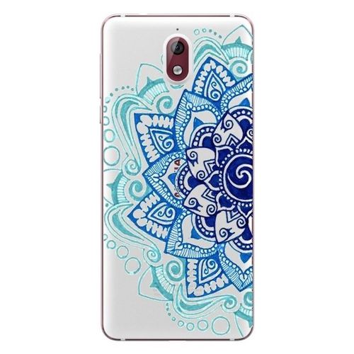 Coque Nokia 3.1 2018 Mandala Bleu Aztec Ethnique Fleur Doodling Transparente