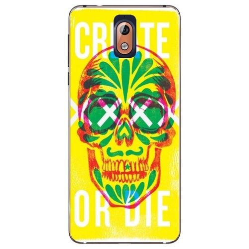 Coque Nokia 3.1 2018 Mort 13 Create Or Die Jaune Vert Fluo