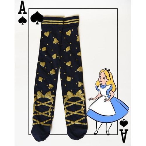 Chaussettes Lolita Alice Poker Pique A Carte Haute Écolière Longue