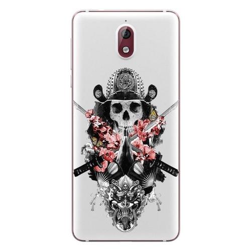 Coque Nokia 3.1 2018 Samourai Tete De Mort Fleur Katana Bushi