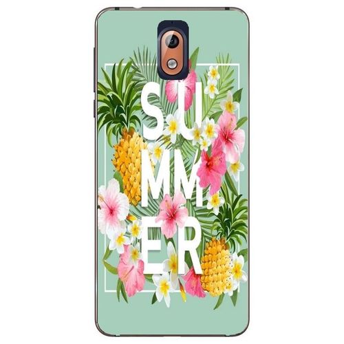 Coque Nokia 3.1 2018 Summer Ananas Tropical Jungle Fleur Rose