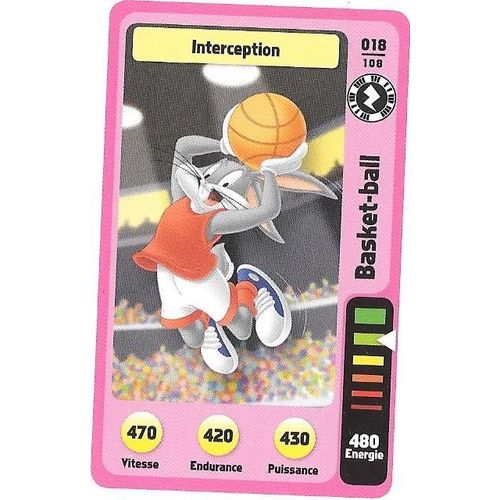 N° 018 /108 Carte Auchan 2014 La Fete Du Sport Looney Tunes Basket-Ball Interception
