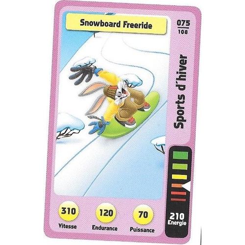 N° 075 /108 Carte Auchan 2014 La Fete Du Sport Looney Tunes Sports D'hiver Snowboard Freeride
