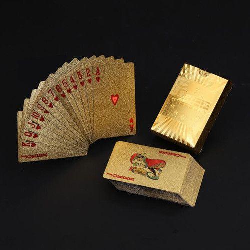 Nofaner BoîTe De Cartes De Jeu De Poker en Feuille d'or en Bois