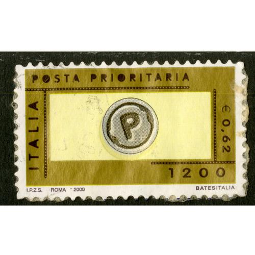 Timbre Oblitéré Italia, Posta Prioritaria, 1200, E 0.62, Roma 2000