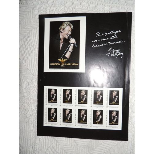 Plaquette Collector De 10 Timbres Johnny Hallyday Tour 66